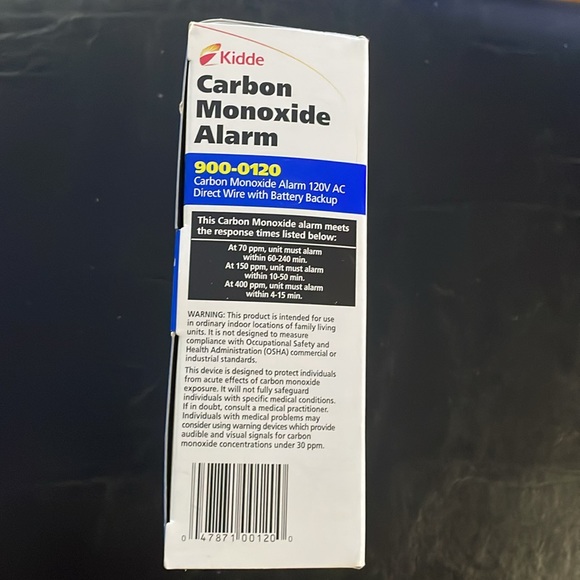 NIB Kidde Carbon Monoxide Alarm 12V AC Direct Wire with Battery Backup Unopened - Picture 5 of 9